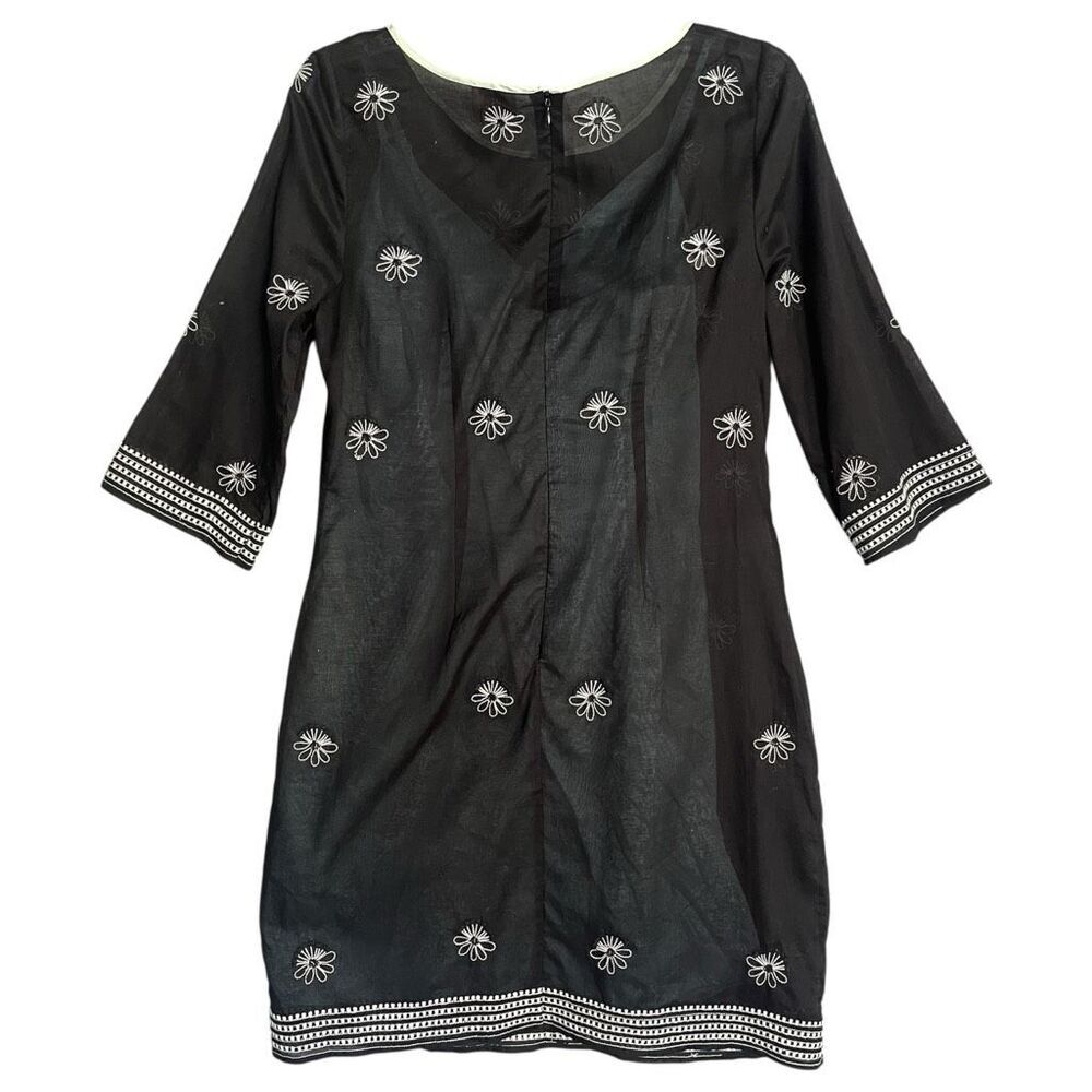 Plenty by Tracy Reese Sheer Cotton Dress Size 8 Embroidered Floral Resort Cruise - Picture 5 of 12